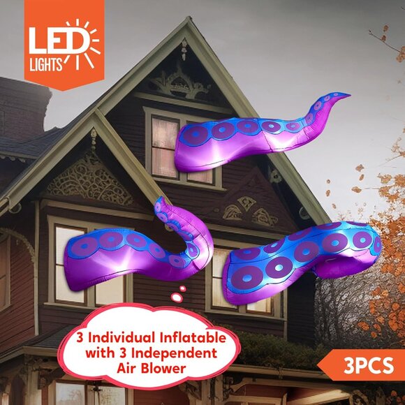Joiedomi 3 Pcs Halloween Inflatables Octopus Tentacle Outdoor Window Decorations - Picture 4 of 8